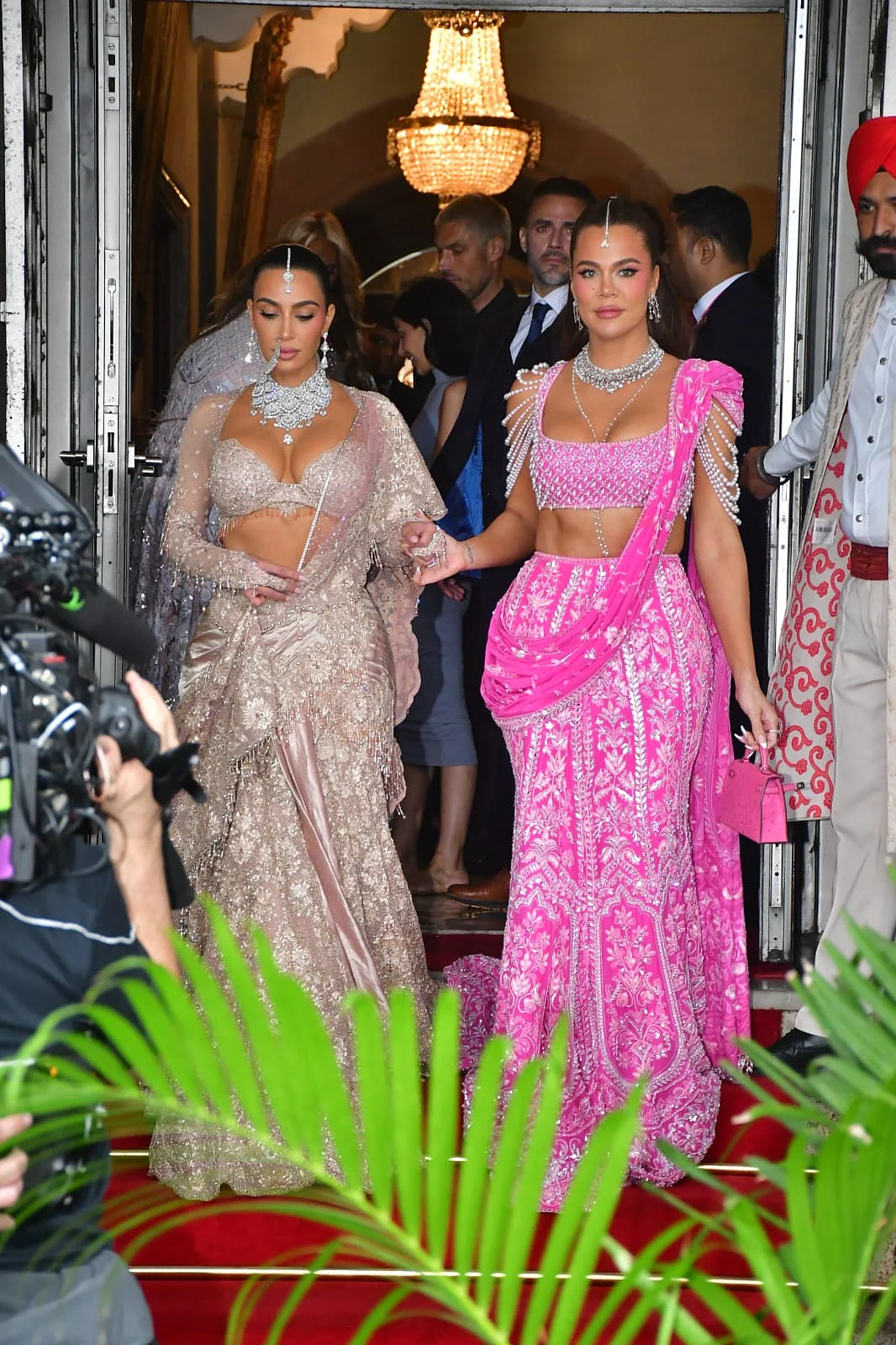 Khloe Kardashian looked pretty in a pink lehenga from Manish Malhotra. Her blouse featured tassels